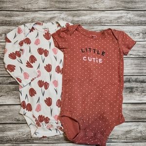 Carters 2 pair rust onesies